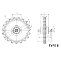 Roue folle dentée JCB 801 / 801,4 / 801,6 / 8014 / 8015 / 8016 / 8017 / 8018 / MICROPLUS UX023R0F-JCB